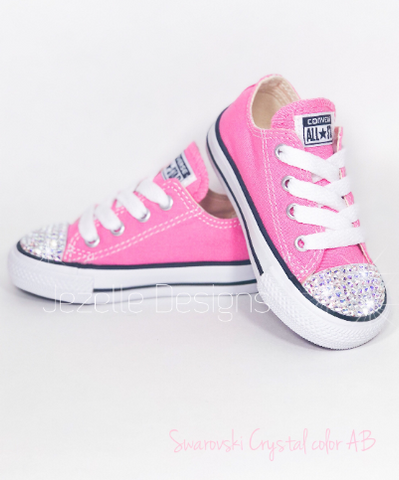Image of Baby Converse with Crystals, Pink, view 2, JezelleDesigns