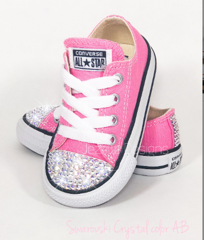 Image of Baby Converse with Crystals, Pink, view 3, JezelleDesigns