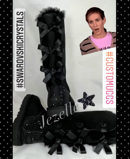 Bling Custom Rhinestone Bailey Bow Uggs® with Ultra-Premium Crystals (3 bows tall)