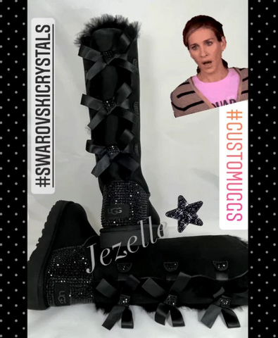 Image of Bling Uggs Custom Hand Jeweled Rhinestone Bailey Bow Tall 3 Bows Ugg Boots