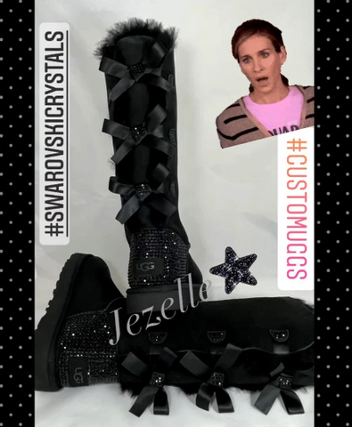 Image of Bling Custom Rhinestone Bailey Bow Uggs® with Ultra-Premium Crystals (3 bows tall)