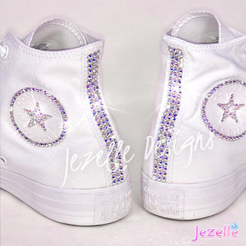 Image of Crystal Converse High Tops, Circle Logo & Stars, view 6, JezelleDesigns