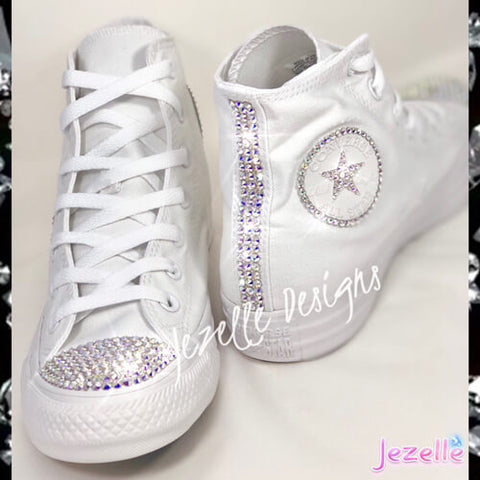 Image of Crystal Converse High Tops, Circle Logo & Stars, view 7, JezelleDesigns