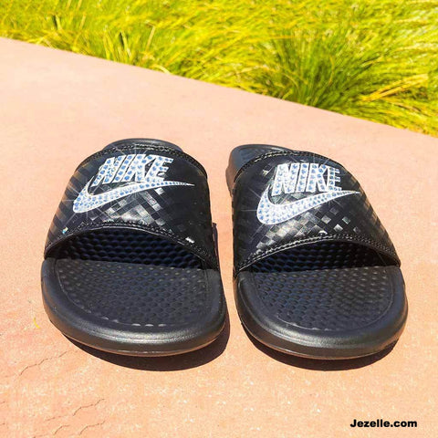 Image of Crystal Nike Slides for Women, view 3, JezelleDesigns