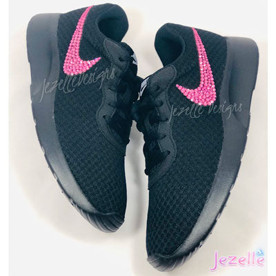 Image of Crystal Nike Tanjun, Black/Rose Pink, view 3, JezelleDesigns