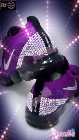 Image of Crystal Nike VaporMax Flyknit 3, Vivid Purple, hand-jeweled by JezelleDesigns