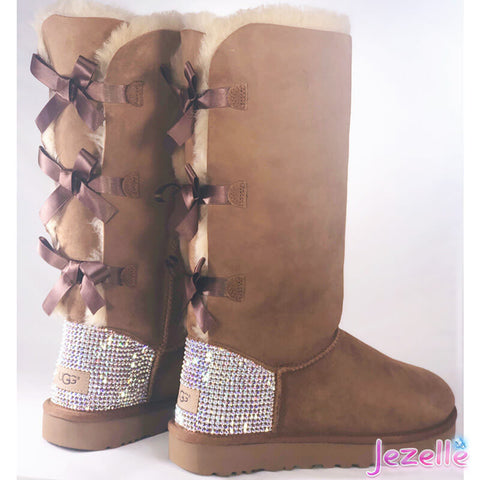 Image of Custom Crystal Bailey Bow Uggs®, Tall, Three Bows, view 3, JezelleDesigns