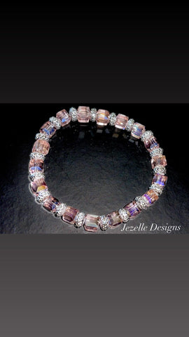 Image of Custom Crystal Bracelets — Pink & Silver — hand-jeweled by JezelleDesigns