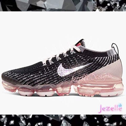 Image of Custom Nike Air VaporMax Flyknit 3, Black/Pink Crystal, view 7, JezelleDesigns