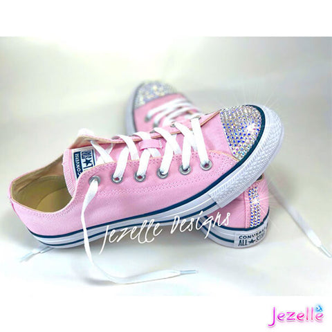 Image of Quinceañera Converse, Pink/White Crystal All Stars, hand-jeweled by JezelleDesigns