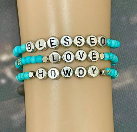 Image of Turquoise Beaded Bracelets, Western, Personalized, view 3, JezelleDesigns