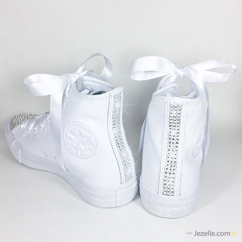 Image of Wedding Converse, Leather High-Top with Crystals, view 4, JezelleDesigns