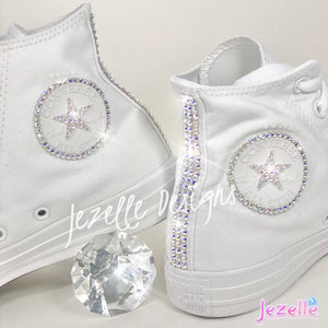 Blinged Out Converse High Tops w/ Ultra-Premium Crystals(Circle Logo + Star)