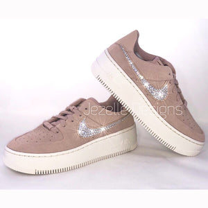 Bling Nike Air Force 1 Sage XX Low w/Ultra-Premium Crystals (Particle Beige)