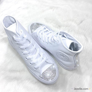Bling Wedding Converse w/ Ultra Premium Crystals (Leather High-top)