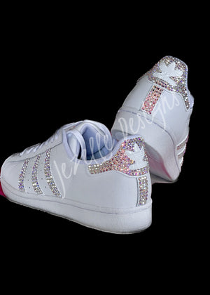 Blinged Out Kicks - Superstar Casual Shoes with Swarovski Crystals, Jeweled Custom Crystal White Sneakers, Women's Rhinestone Sneakers