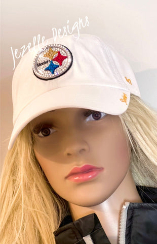Image of Custom Steelers Crystal Hat, Hand-Jeweled NFL Snapback (Any Team Available)