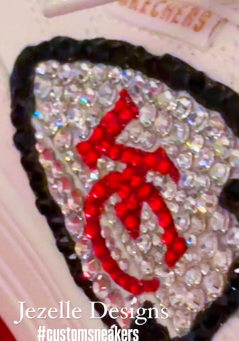 Image of Custom Chiefs Bling Skechers, Women's NFL Crystal Sneakers, Kansas City Game Day Shoes
