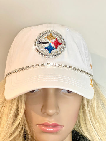 Image of Custom Steelers Crystal Hat, Hand-Jeweled NFL Snapback (Any Team Available)