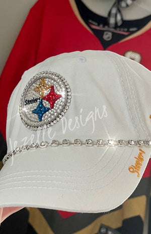 Custom Steelers Crystal Hat, Hand-Jeweled NFL Snapback (Any Team Available)