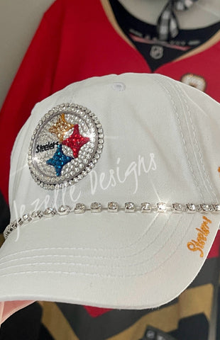 Image of Custom Steelers Crystal Hat, Hand-Jeweled NFL Snapback (Any Team Available)