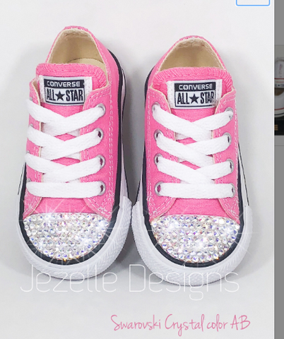 Image of Baby Converse with Crystals, Pink, hand-jeweled by JezelleDesigns