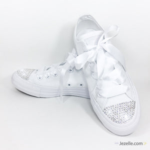 Bridal Converse, White Low-Top with Crystals, hand-jeweled by JezelleDesigns