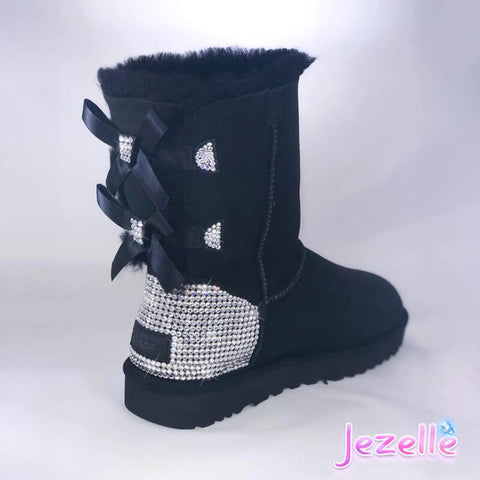 Image of Crystal Bailey Bow II Uggs®, Short, Black, view 11, JezelleDesigns