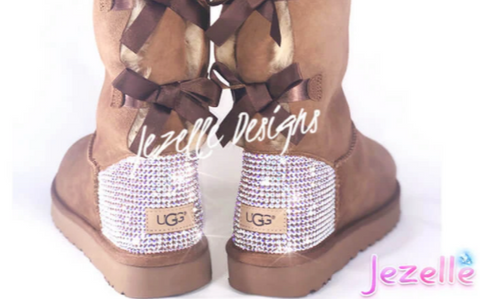 Image of Crystal Bailey Bow II Uggs®, Short, Black, view 3, JezelleDesigns