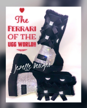 Crystal Bailey Bow II Uggs®, Short, Two Bows, hand-jeweled by JezelleDesigns