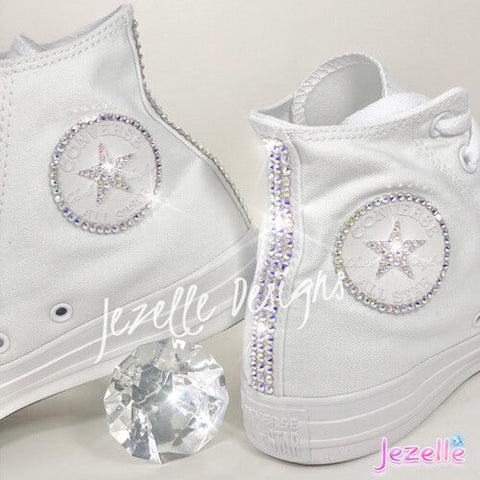 Image of Crystal Converse High Tops, Circle Logo & Stars, view 2, JezelleDesigns