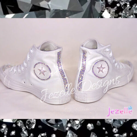 Image of Crystal Converse High Tops, Circle Logo & Stars, view 3, JezelleDesigns