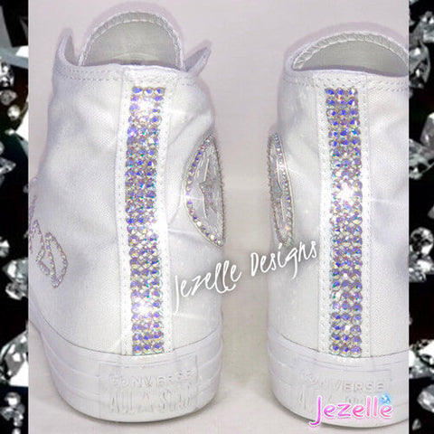 Image of Crystal Converse High Tops, Circle Logo & Stars, view 8, JezelleDesigns