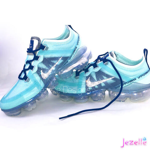 Image of Crystal Nike Air VaporMax 2019, Blue, hand-jeweled by JezelleDesigns