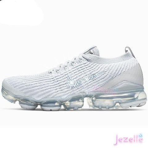 Image of Crystal Nike Air VaporMax Flyknit 3, White/Platinum, hand-jeweled by JezelleDesigns