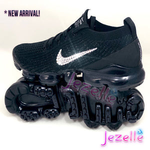 Crystal Nike Air VaporMax Flyknit, All Black, hand-jeweled by JezelleDesigns