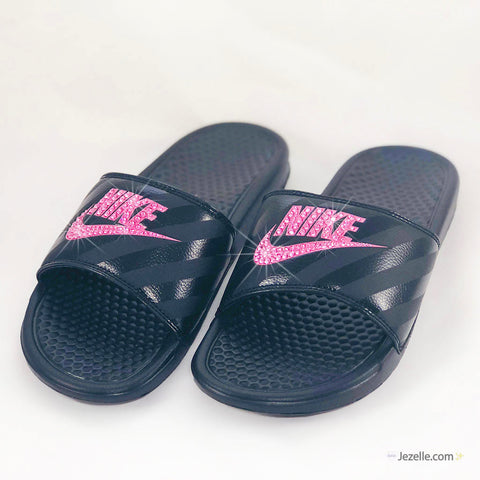 Image of Crystal Nike Benassi JDI Slides, view 2, JezelleDesigns