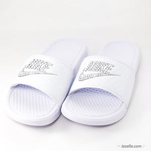 Crystal Nike Benassi Slides — White
