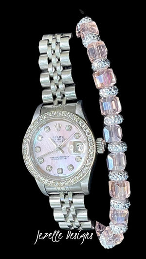 Custom Crystal Bracelets — Pink & Silver