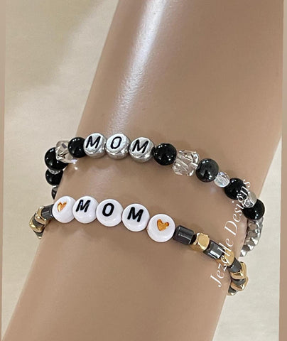 Image of Custom Mom Bracelets, Personalized Wording, view 2, JezelleDesigns