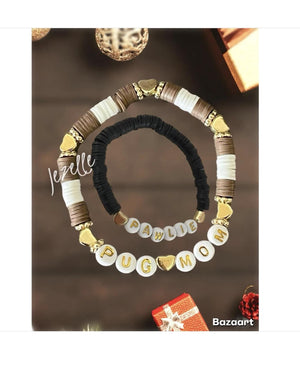 Pet Memorial Bracelets — Personalized, Set of 2 — hand-jeweled by JezelleDesigns
