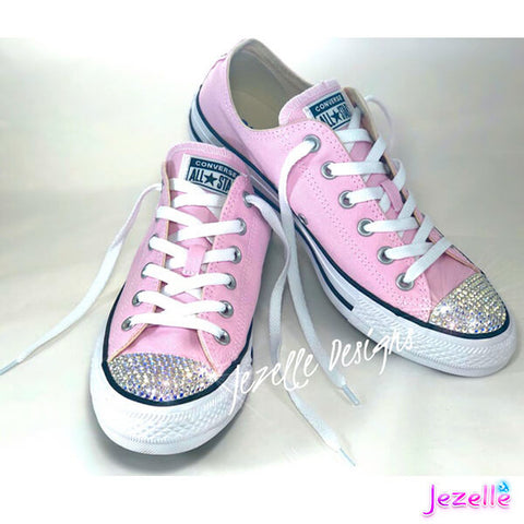 Image of Quinceañera Converse, Pink/White Crystal All Stars, view 2, JezelleDesigns