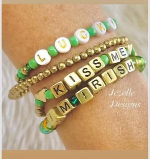 St. Patrick's Day Bracelets — Personalized — hand-jeweled by JezelleDesigns