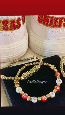 Image of Team Beaded Bracelets — Black & Gold — view 2 — JezelleDesigns