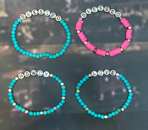 Image of Turquoise Beaded Bracelets, Western, Personalized, view 4, JezelleDesigns