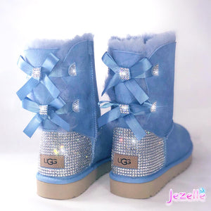 Blue Custom Rhinestone Bling Bailey Bow II Uggs®