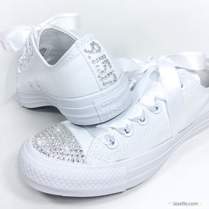 Bling Converse with Ultra Premium Crystals (White Low-Top)