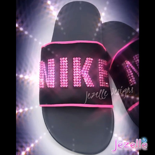 Bling Pink Nike Slides