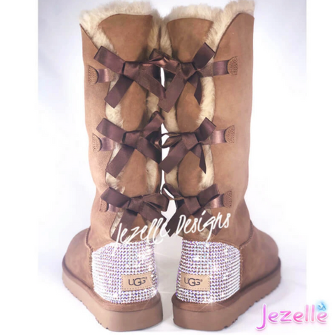 Bling Custom Bailey Bow Uggs® with Ultra-Premium Crystals (Tall)