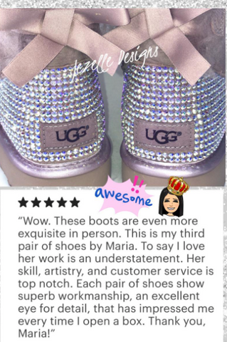 Image of Custom Bling Bailey Bow II Uggs® with Ultra-Premium Crystals (2 short bows)